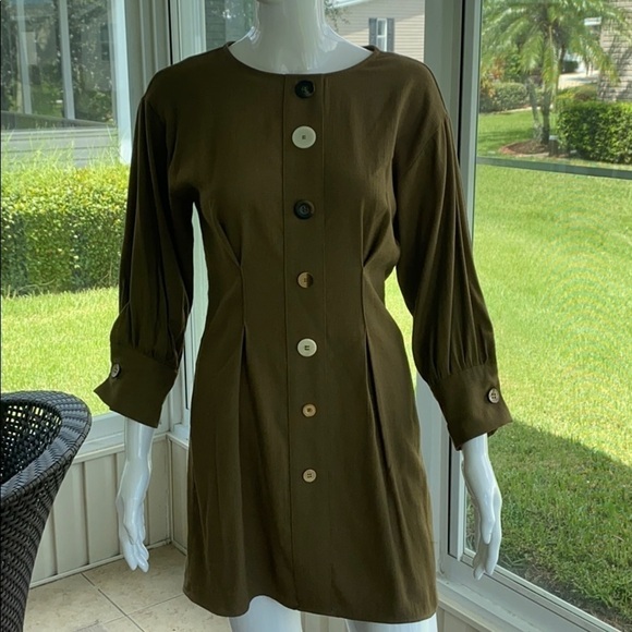 Zara Dresses & Skirts - ZARA - Dark Green w/ Colorful wooden Buttons